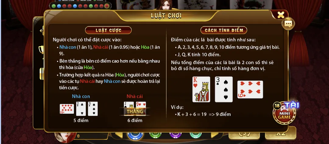 Bật mí luật chơi game bài đổi thưởng Baccarat tại Go88
